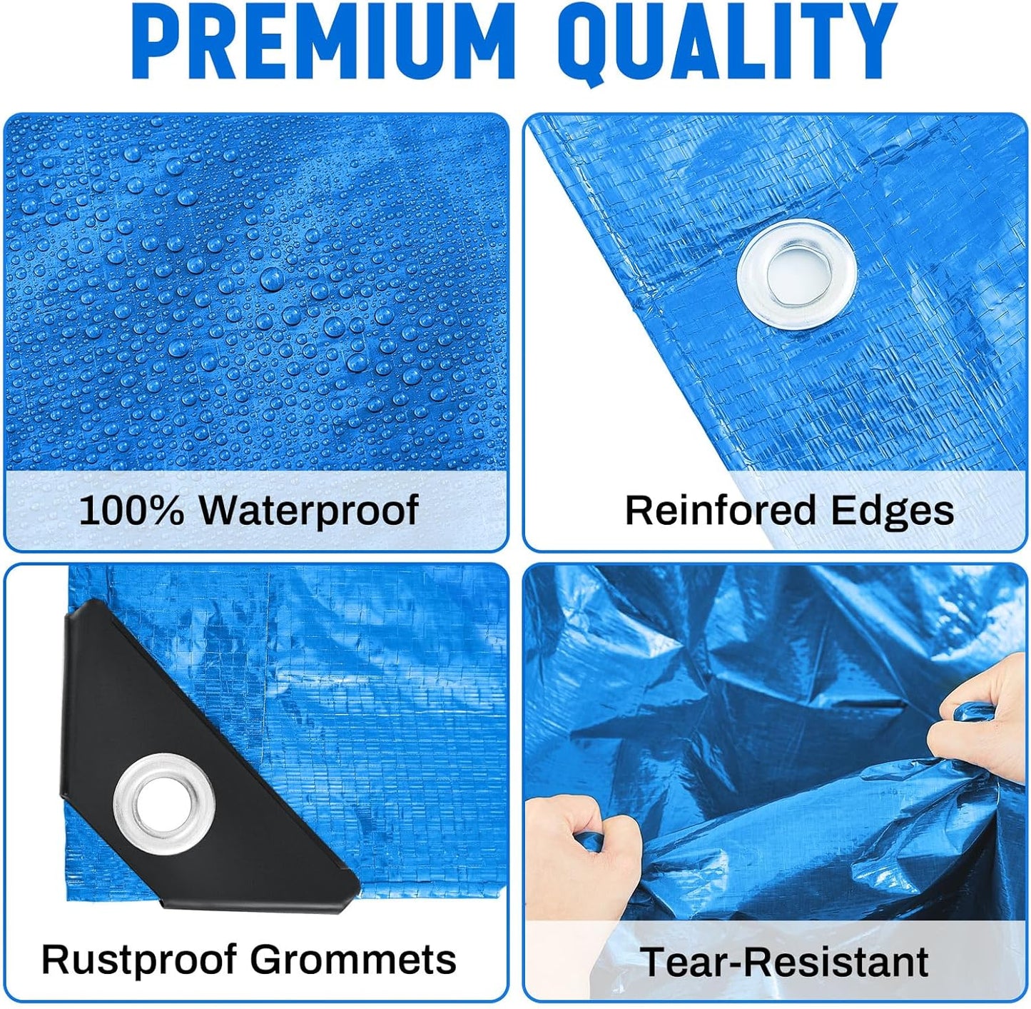 1 Pack 20 x 30 ft 5.5 Mil Large Tarps Heavy Duty Waterproof Tarp Multi Purpose Tent Cover for Home Boats Cars Camping Patio Furniture Roof Emergency Rain Protective Cover, Blue