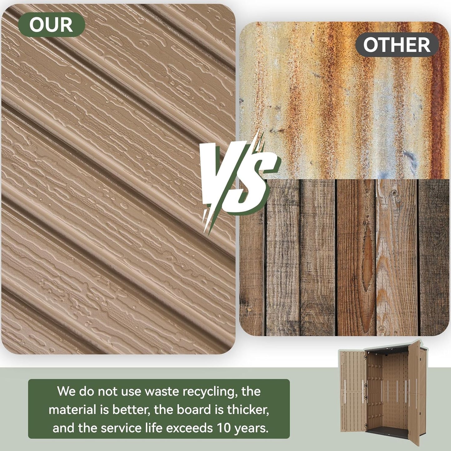 Aoxun Outdoor Storage Shed with Metal Shelving Kit & Floor, 64 Cu.Ft Large Outdoor Storage Cabinet, Waterproof Vertical Resin Shed for Garden Tools, Pool Equipment, Brown