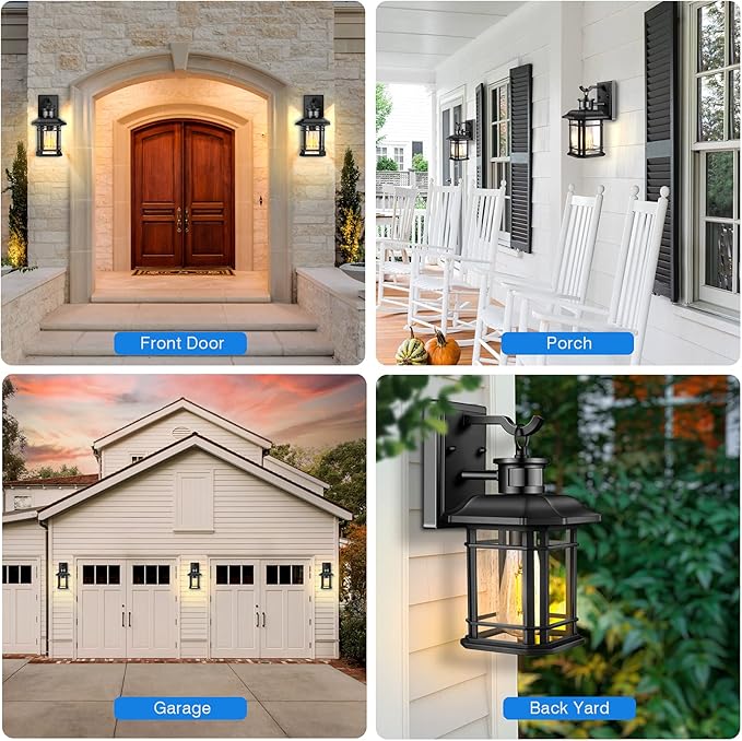 Outdoor Light Fixture With Motion Sensor, Dusk To Dawn Modern Exterior Porch Lights Wall Mount, Anti-rust 100% Aluminum Outdoor Wall Lantern, Black Farmhouse outdoor wall light For Garage Backyard