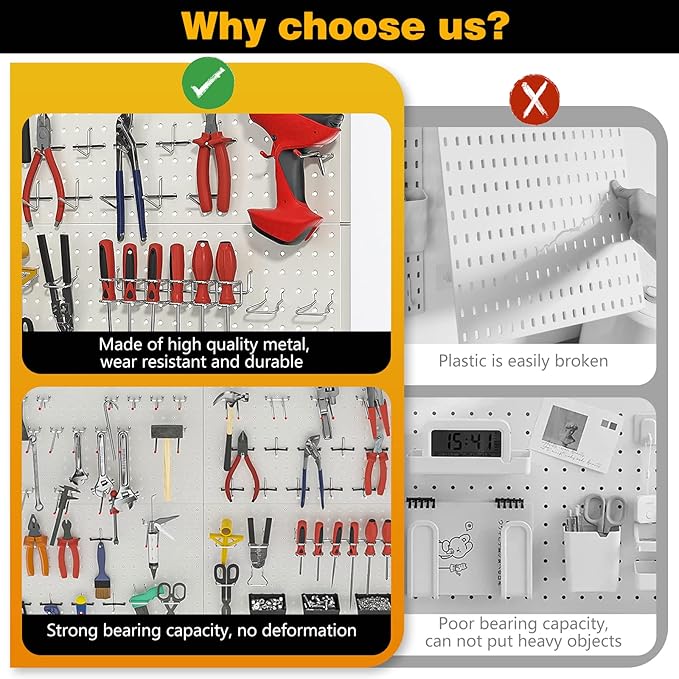 Ultrawall 2 Pcs Metal Pegboard Wall Panels, Peg Boards for Garage Tool Storage