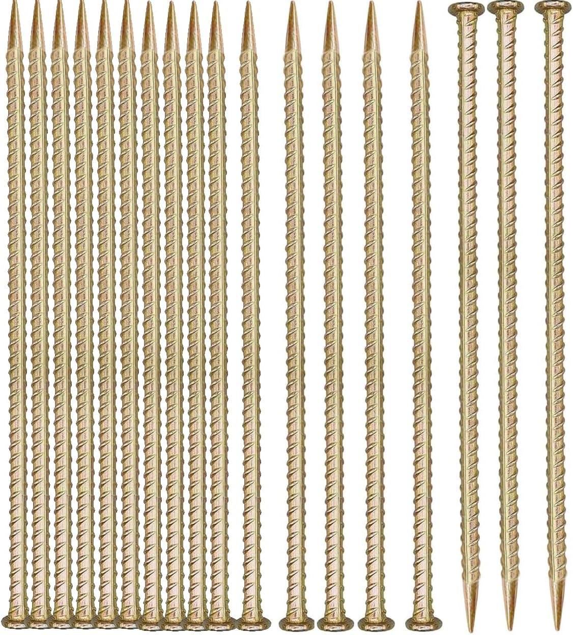 16 Inch Rebar Stakes (20 Pack)- 0.5 Inch Diameter Galvanized Steel Ground Anchors - Heavy Duty Plant Support Garden Stake for Speed Bump, Wheel Stop, Tent Stakes Metal Rebar Support