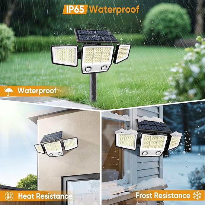 Solar Outdoor Lights with Stakes - Ground /Wall 2-in-1 Dual Use Solar Motion Sensor Waterproof Light, 3000LM 3 Modes 270°Illumination IP65 LED Security Lights Outdoor for Garden Yard Patio, 2 Pack