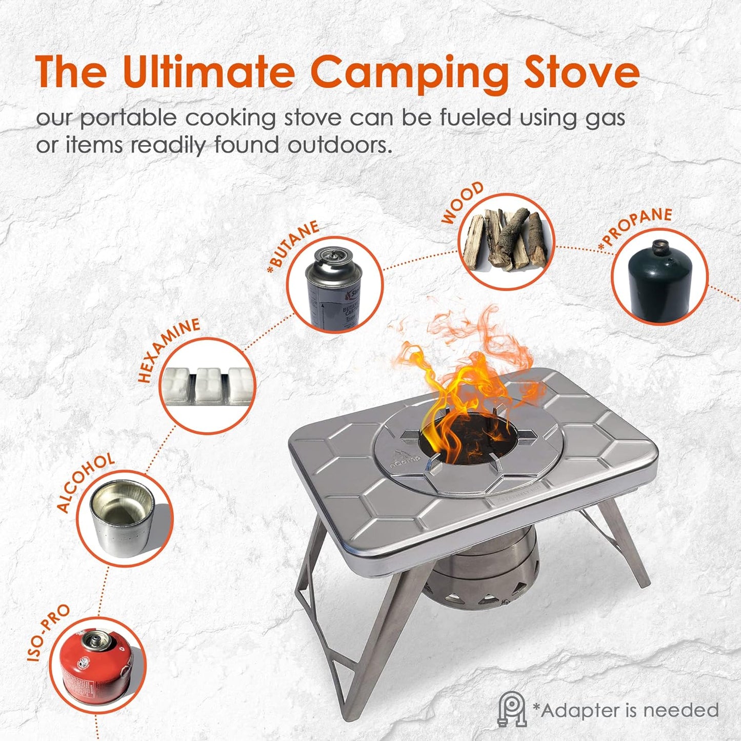 nCamp K2G Basic Compact Cooking Stove and Prep Surface Board Outdoor Camping Set Bundle