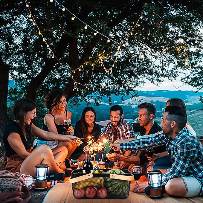 Portable Mesh Harvest Basket - Natural Bamboo Handle Foldable Organizer for Kitchen, Garden & Picnic | Ventilated Storage Bin with Rust-Proof Wire, Space-Saving Farmhouse Decor (Black)