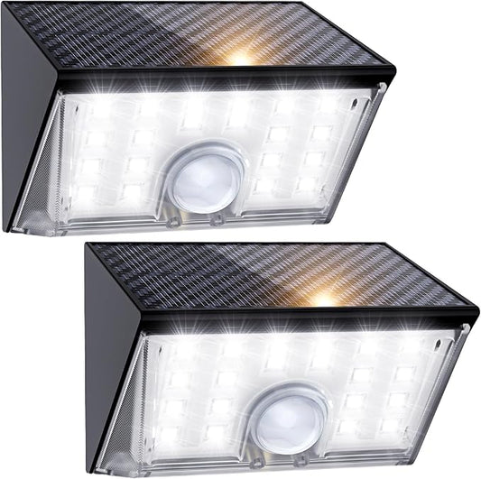 JSOT 22LED Solar Motion Sensor Lights Outdoor, Solar Lights Outdoor Waterproof IP65, Bright Wall Security Lighting for Outside Yard Front Door Fence - Cool White