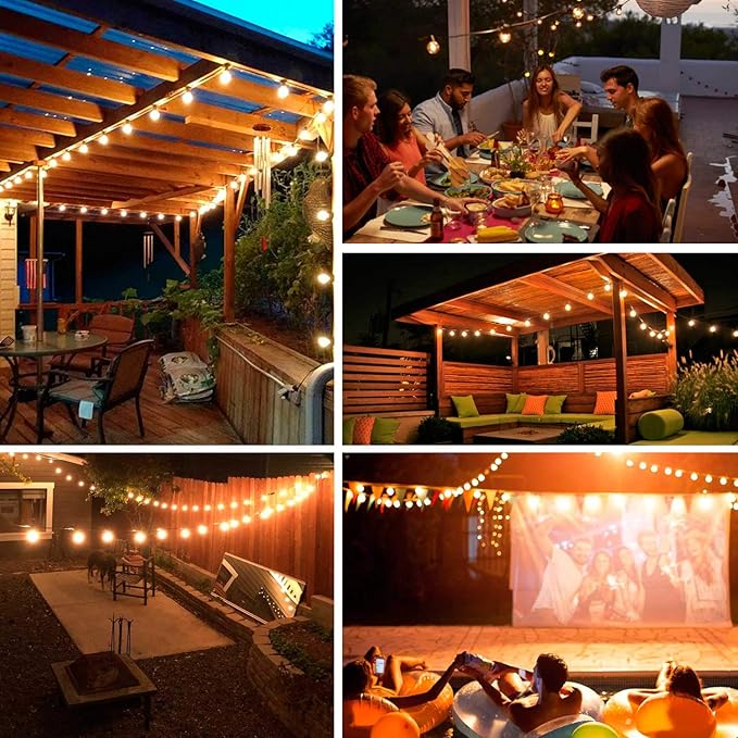 2-Pack 18Ft Outdoor Patio String Lights,UL Listed Commercial Light String with 20+2 Plastic G40 LED Clear Globe Bulbs,Decoration for Patio Backyard Cafe Porch Garden Bistro Party Wedding