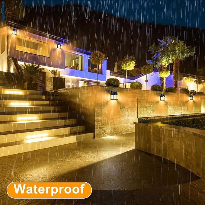 Joomer Solar Wall Lights Outdoor 2PACK ,Solar Wall Lantern with 3 Modes & Motion Sensor,Dusk to Dawn Porch Lights Fixture,Waterproof Exterior Lighting with Clear Panel for Entryway Front Door