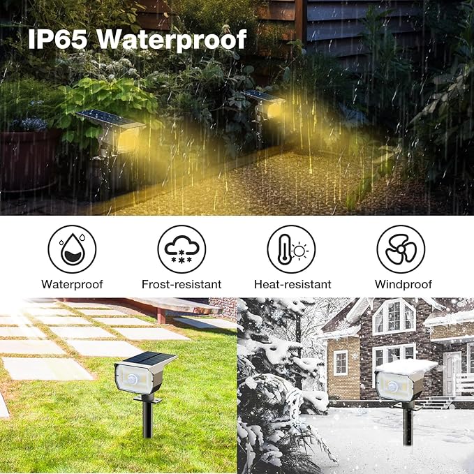 nipify 12 Pack Solar Spot Lights Outdoor Motion Sensor with 3 Modes,Solar Spotlights Outdoor Waterproof 2-in-1 Auto On/Off Solar Landscape Lighting for Outside Yard Wall Garden Pathway, Warm White