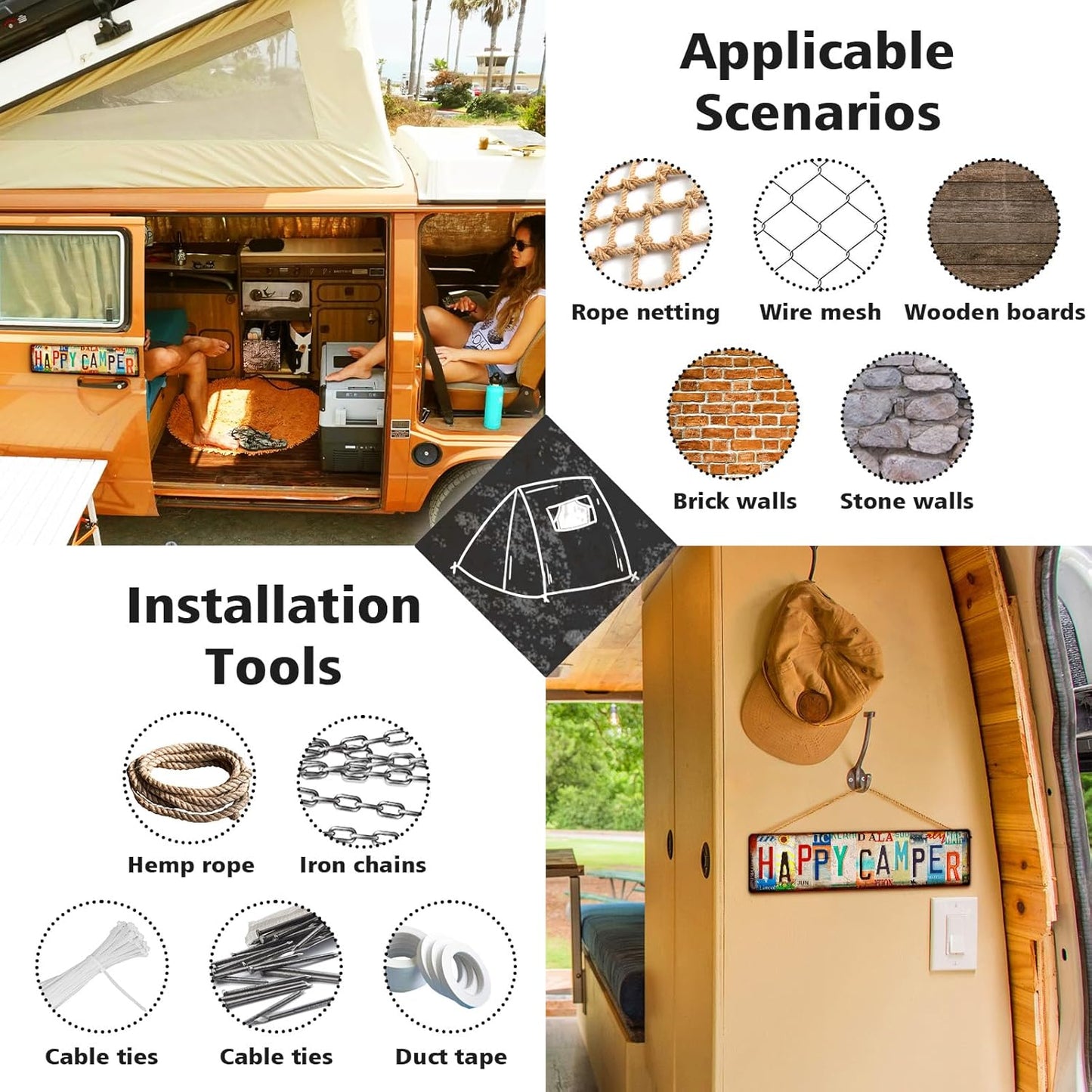 LALAWELL Camping Essentials Gear RV Accessories for Inside Camper Decor Must Haves Funny Stuff Cool Gifts for Men Travel Trailers Bedroom Wall Art