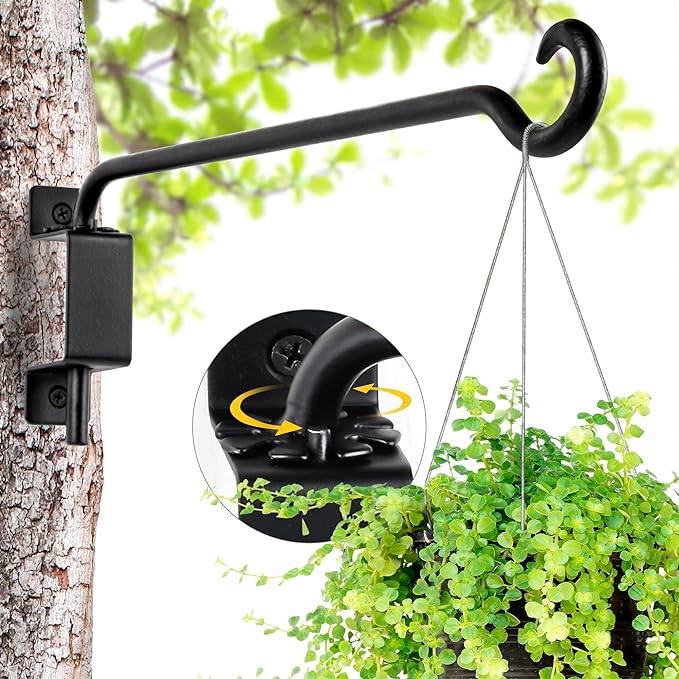 Qiang Ni Swivel Plant Hanger Bracket: Bird Feeder Hanger for Outdoor Wall Mount (12 - B, 12 Inch)