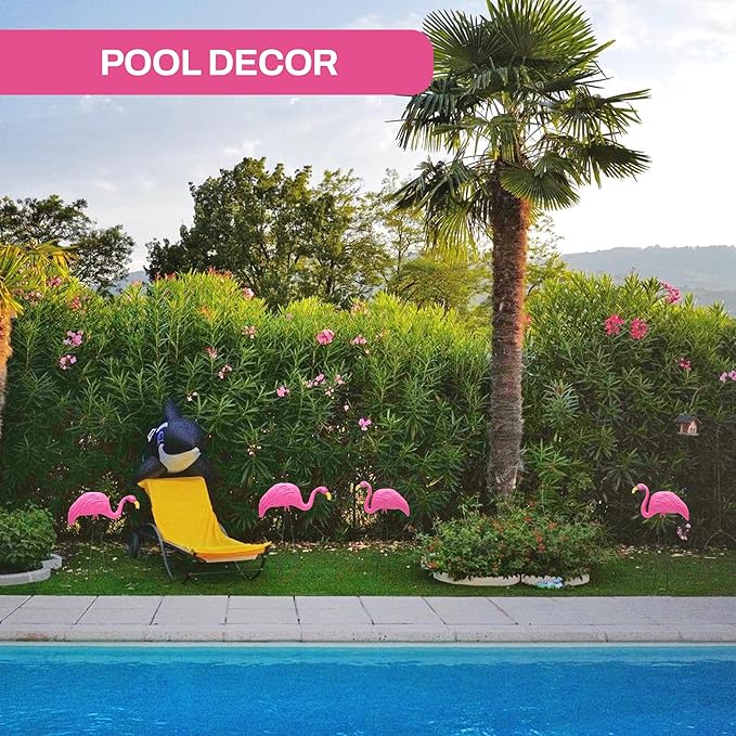 4E's Novelty 4 Pink Flamingos Yard Decorations - Large 23" Flamingos Yard Ornaments - Pink Flamingos for Yard Sculptures & Statues - Lawn Flamingos Outdoor Garden Decor, Weather Resistant