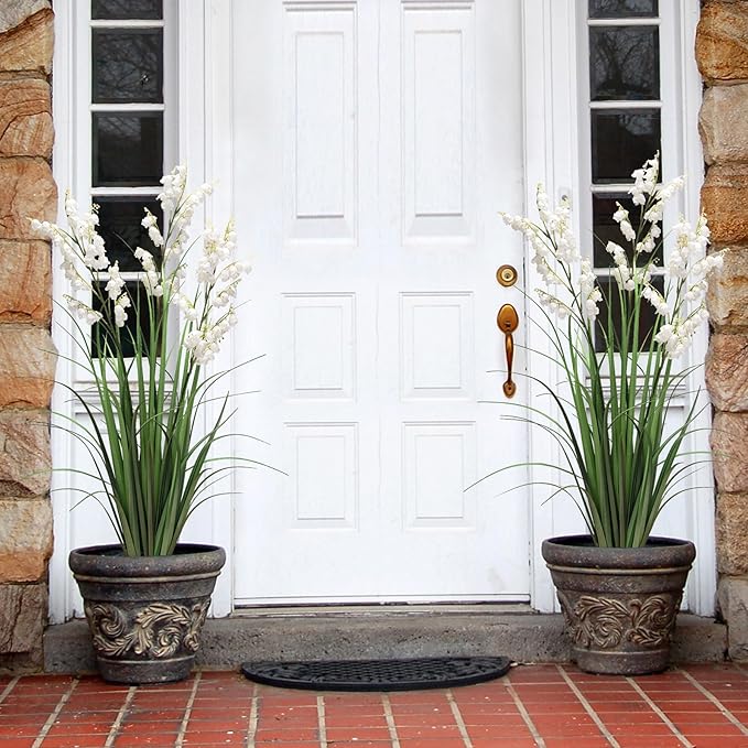 Artificial Tall Grass Plants with Pots 36“ 1 Pack Lily of The Valley Artificial Grass Home Interior Decorating and Outdoor Garden Decorations（White）