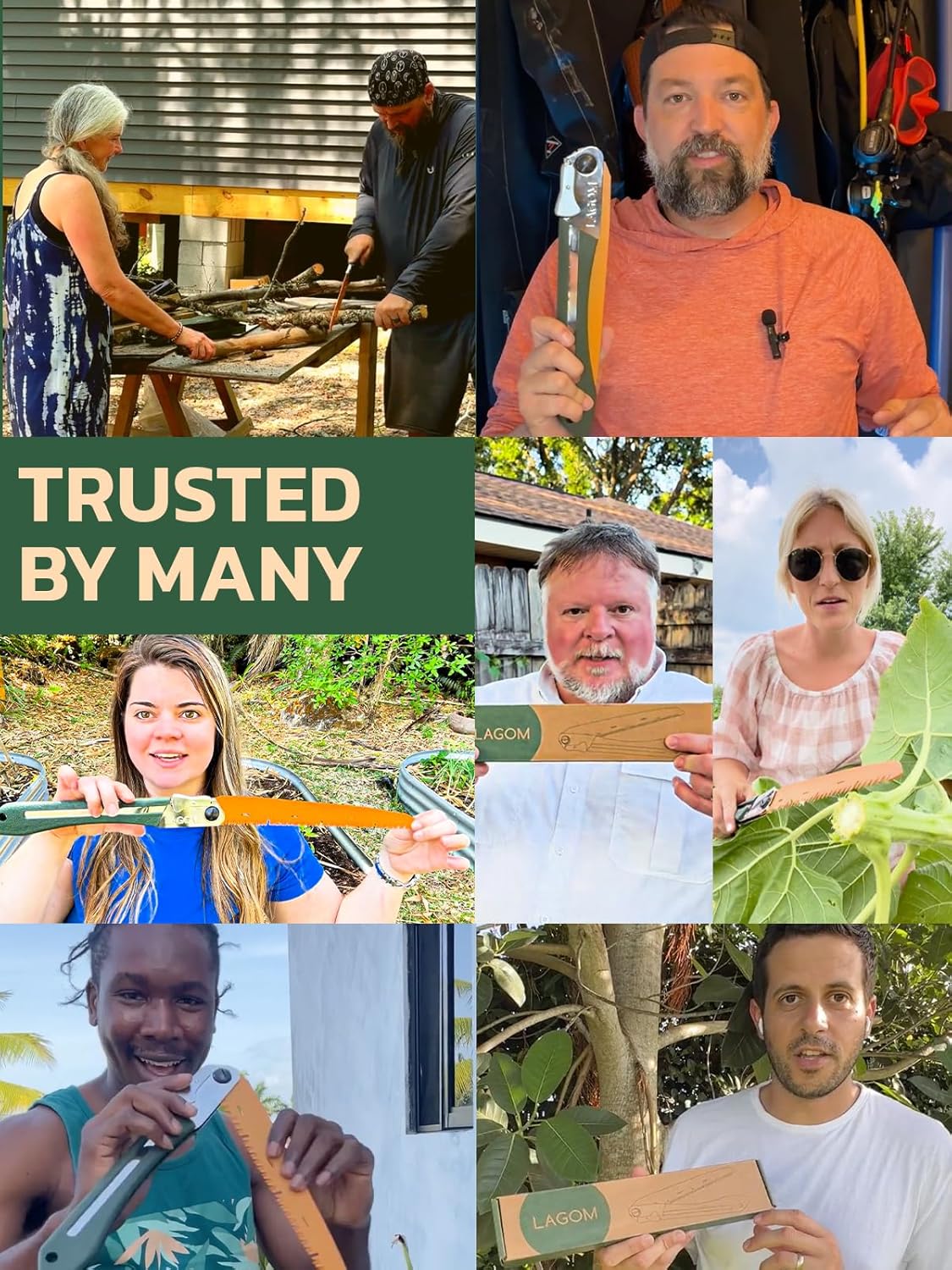 LAGOM Folding Camp Saw for Cutting Branches, 8.2" Straight Blade | SK5 Steel, Ergonomic Handle, One-Hand Use, Secure Lock | Foldable Pruning Tool for Camping, Gardening, Survival, Kayaking, Outdoors