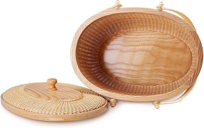 Nantucket style basket Picnic Basket rattan Handmade Products woven Sewing storage basket Two swing handles Tote Bag For Women