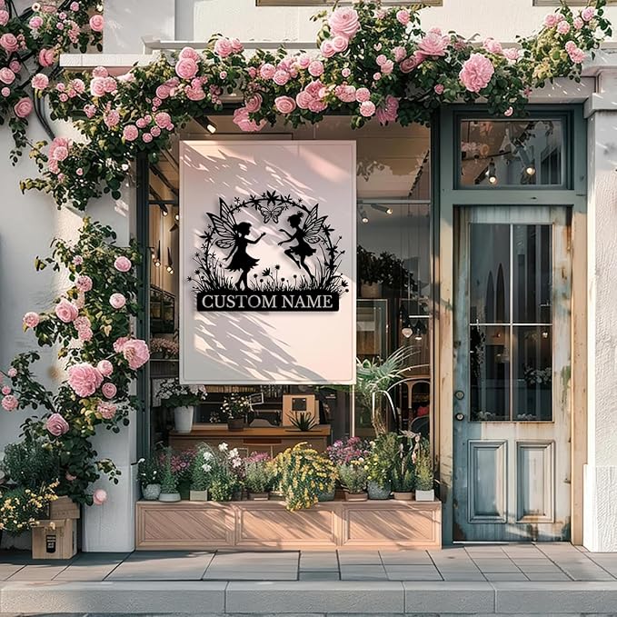 Custom Butterfly Metal Sign,Personalized Butterfly House Number Signs,Personalized Gardener Name Sign,Garden Patio Wall Decor (Style-2)