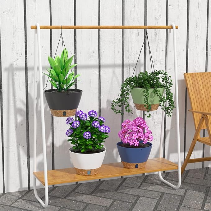 ZMTECH Hanging Planters for Indoor Plants Set of 2 Self Watering Hanging Pots Hanging Baskets Hanging Flower Pots for Outdoor Hanging Plants(10 Inch, Blue)
