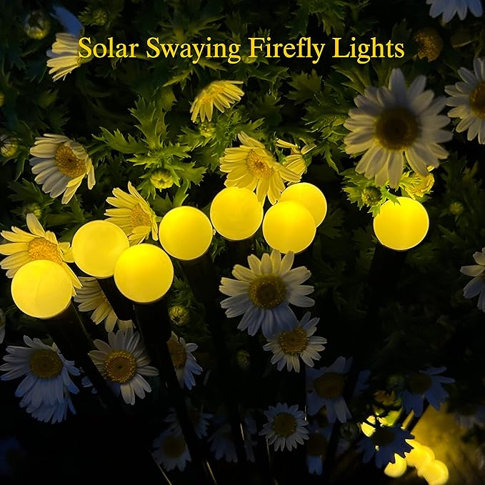4 Pack Outdoor Solar Firefly Lights, 40 Globes LED, Waterproof, Warm White