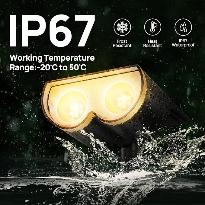 Consciot Solar Spot Lights Outdoor, Halloween Decorations 16 LEDs IP67 Waterproof Color Changing Solar Outdoor Lights, 8 Colors, 2-in-1 Adjustable Wall Lights for Garden Yard Pathway, 6 Pack(RGB)