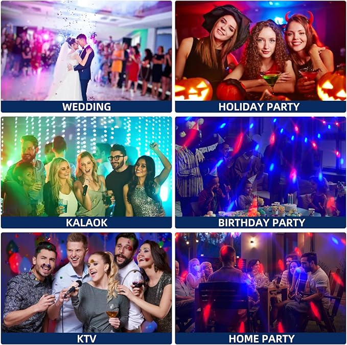 2-Pack DJ Disco Ball, Party Lights Sound Activated with Remote, Strobe Light for Home Room Dance Birthday Party Supplies, Stage Lamp for New Years Birthday Halloween Christmas Decorations