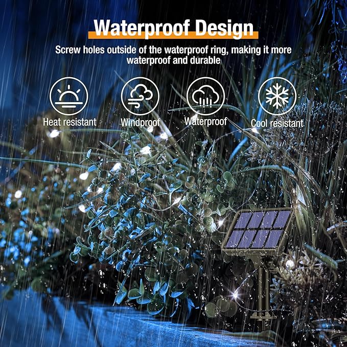 6-Pack Solar String Lights Outdoor, 480LED 198FT Solar Fairy Lights Waterproof 8 Modes Copper Wire Solar Powered Twinkle Lights for Outside Garden Patio Tree Christmas Wedding Party Decor (Cool White)