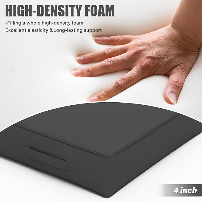 Patio Chair Cushions 18.5 X 16 X 4 Inch Waterproof Outdoor Seat Cushions for Patio Furniture, Outdoor Sofa Couch Pads with Ties & Handle, Set of 2, Grey