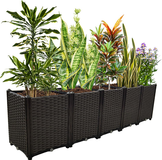 Large Planters for Outdoor Plants Raised Garden Bed Elevated Rectangular Garden Box Kits for Gardening, Vegetables, Flowers and Herbs in Backyard Patio Balcony