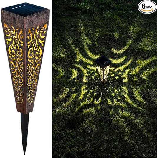 6Pcs Solar Lights Outdoor Pathway Garden Stakes Lights Waterproof LED for Patio, Walkway, Lawn Decorations,Christmas Gifts for Mom Dad (Copper)