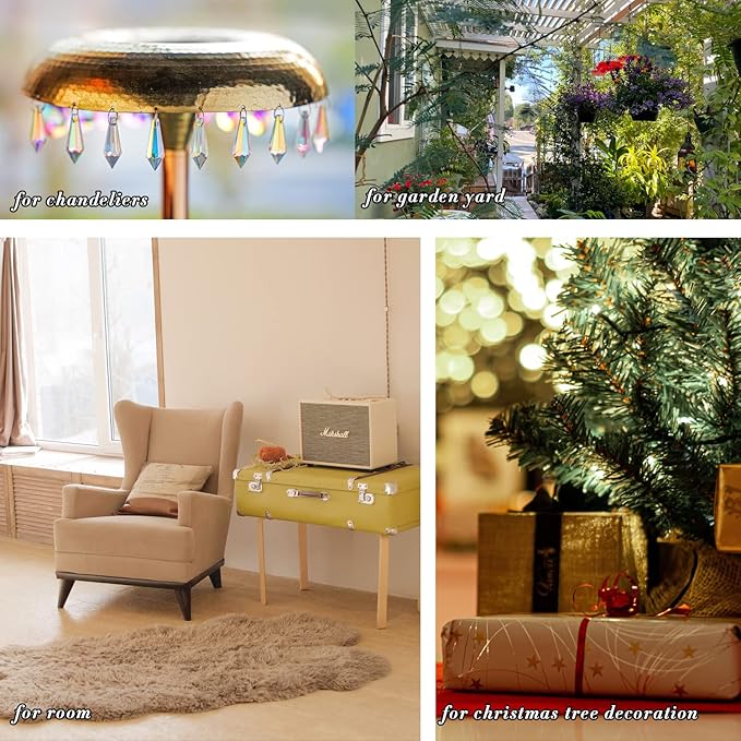 50pcs 38mm Suncatcher Crystal Icicle Prisms Pendant, Icicle Chandelier Crystals Pendants Drops Lamp Candle Holders Curtain DIY Parts Sun Catcher(AB Colors)