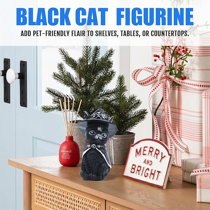 4PCS Set Cats Garden Decor Cat Gnome Statues for Outdoor Halloween Cat Figurine Cat Lover Idea Cute Cat homedecor Waterproof Figurines Lawn Ornaments