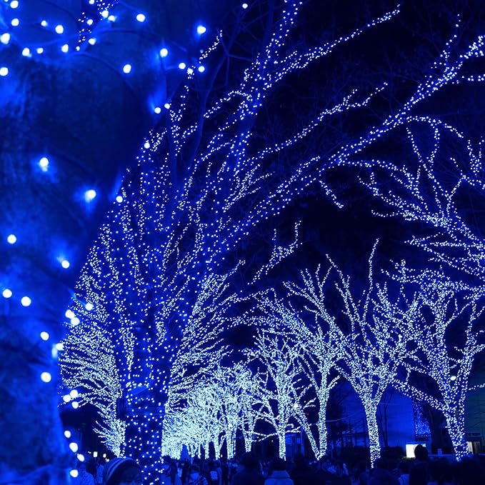 2 Pack Solar Christmas Lights Outdoor Waterproof, 75.5 ft 200 LED Solar Powered Blue String Lights,8 Modes Solar Christmas Lights for Garden Yard Patio Tree Party Xmas Decoration