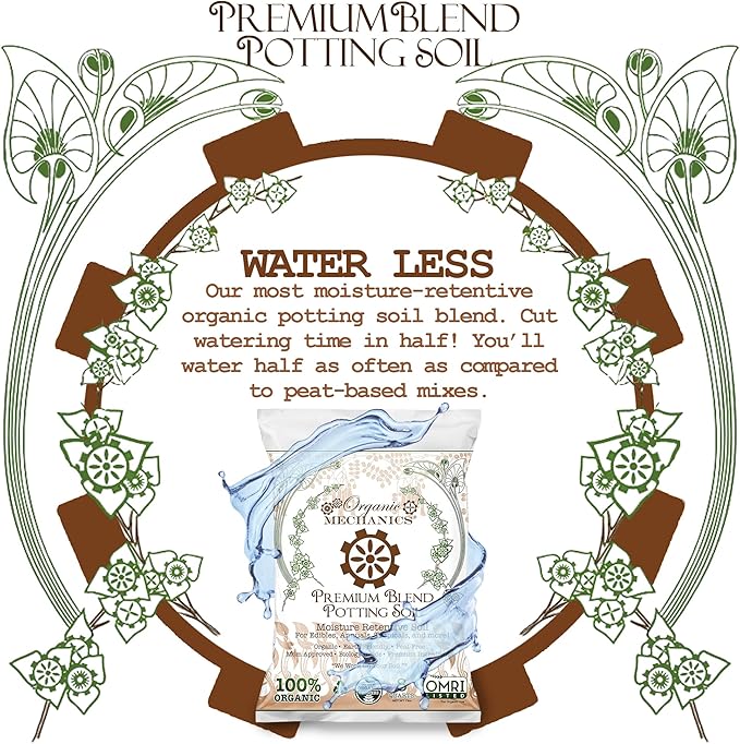 Premium Blend Potting Soil, 8 Quarts (Pack of 4) – Moisture Retentive with Compost, Aged Pine Bark, Worm Castings, and Perlite for Containers, Transplanting & More – Peat-Free