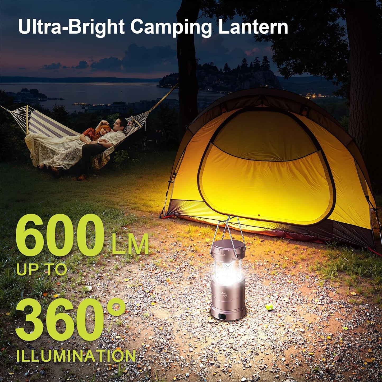 LETMY LED Camping Lantern for Power Outages, 3 Color Modes & Dimmable Battery Powered Lantern, IPX4 Waterproof & Collapsible, Lanterns Flashlight Survival Kits for Emergency Hurricane Hiking, 4 Pack