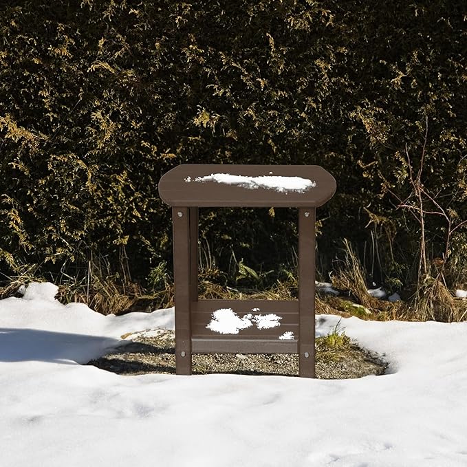 Adirondack Square Outdoor Side Table,2-Tier Storage Patio Side Table, HDPE End Tables for Backyard Pool Porch Garden Lawna Cafe