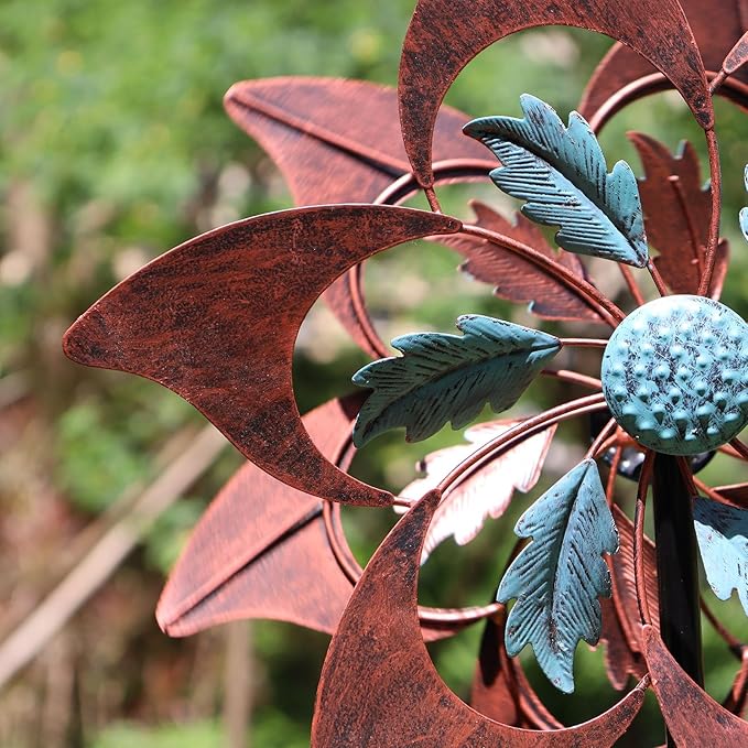 360 Degrees Metal Swivel Classical Two-Color Windmill Large Wind Spinner for Patio Lawn Outdoor Yard Lawn Garden 70x20 Inches