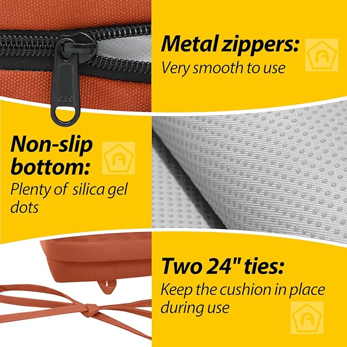 AAAAAcessories Outdoor Seat Cushions for Chairs, Waterproof, Fade-Resistant Patio Furniture Replacement Cushions, 20" x 20" x 3", Set of 2, Rust