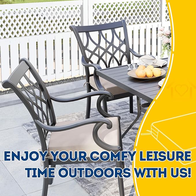 AAAAAcessories Outdoor Seat Cushions for Chairs, Waterproof, Fade-Resistant Patio Furniture Replacement Cushions, 18.5" x 16" x 3", Set of 2, Khaki Beige