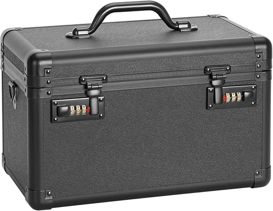 Combination Lock Box - 15.1x9.4x8.7 Inch - Security Lock Boxes for Medicine, Locking Storage Box for Personal Items Passports and Documents, Lockable Lockbox for Office Business, Black
