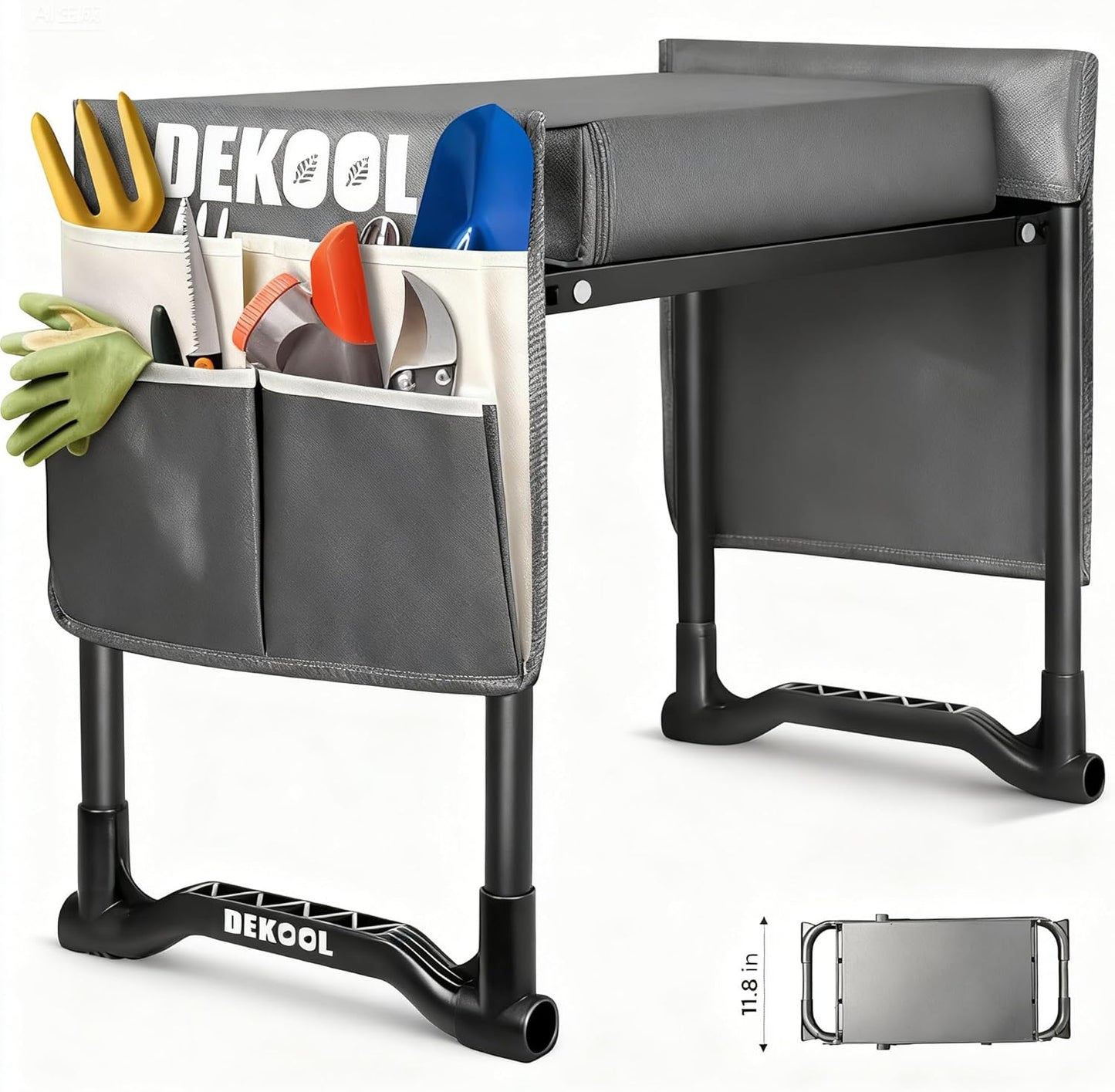 Garden Kneeler and Seat with Upgraded Wide & 3" Thick Kneeling Pad, Heavy Duty Garden Stool with 2 Large Tool Bags, Portable Bench for Planting, Weeding, Gardening Gifts for Women, Men, Seniors