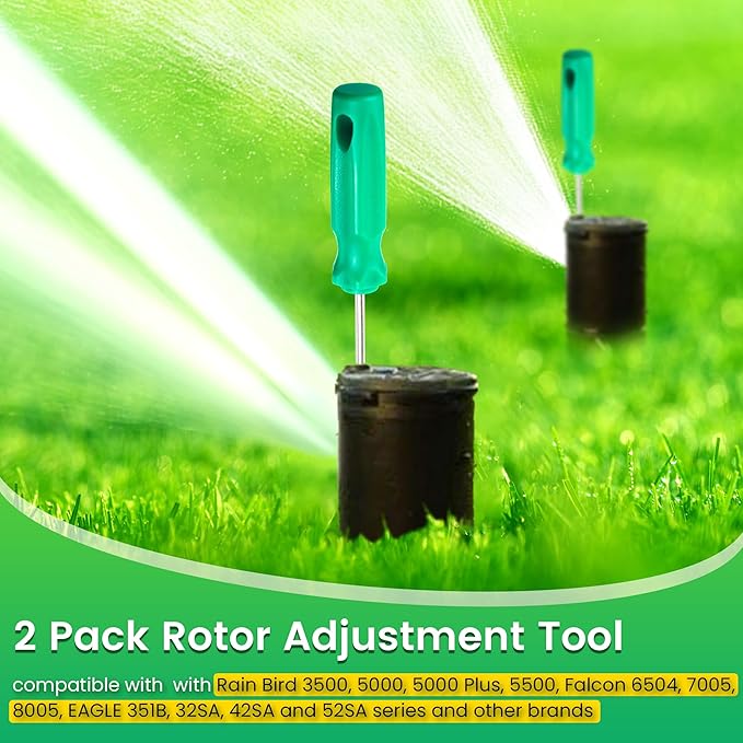 2 Pack Rotor Adjustment Tool Compatible with Rain Bird 5000 Sprinkler Heads, Rotor Pull up Tool and Adjustment Screwdriver, Sprinkler Removal Tool for Lawn Irrigation Sprinkler System