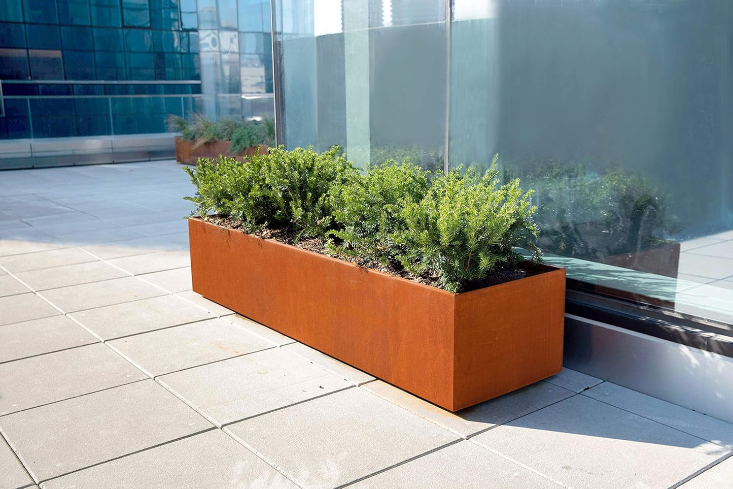 Large Rectangular Planters for Outdoor Plants – 60x24x42 Corten Steel Planter Box for Privacy Screen & Patio | Extra Large Outdoor Planters, Modern Metal Planter