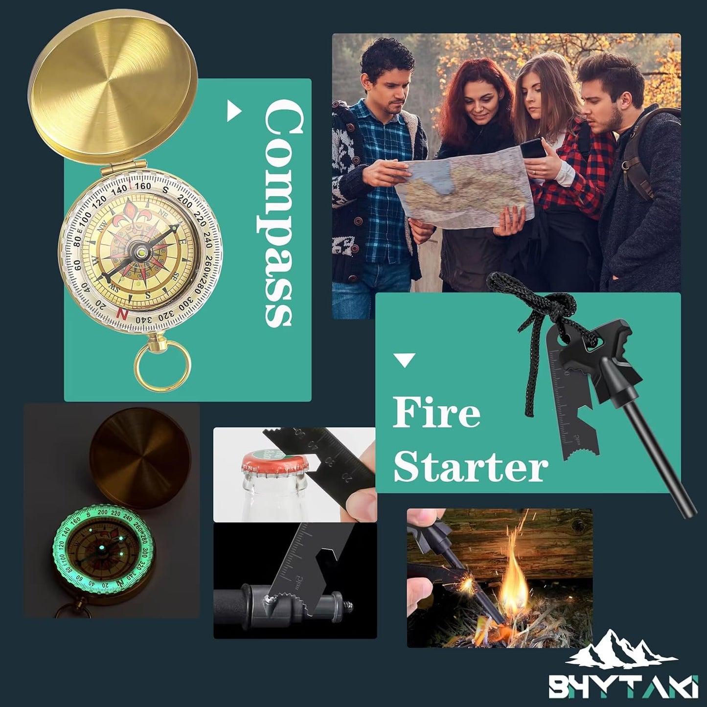 Survival Kits 37 in 1, Gifts for Men Dad Husband Valentine's Day, Emergency Survival Gear and Equipment, Camping Hiking Outdoor Adventure Cool Gadgets, Stocking Stuffers