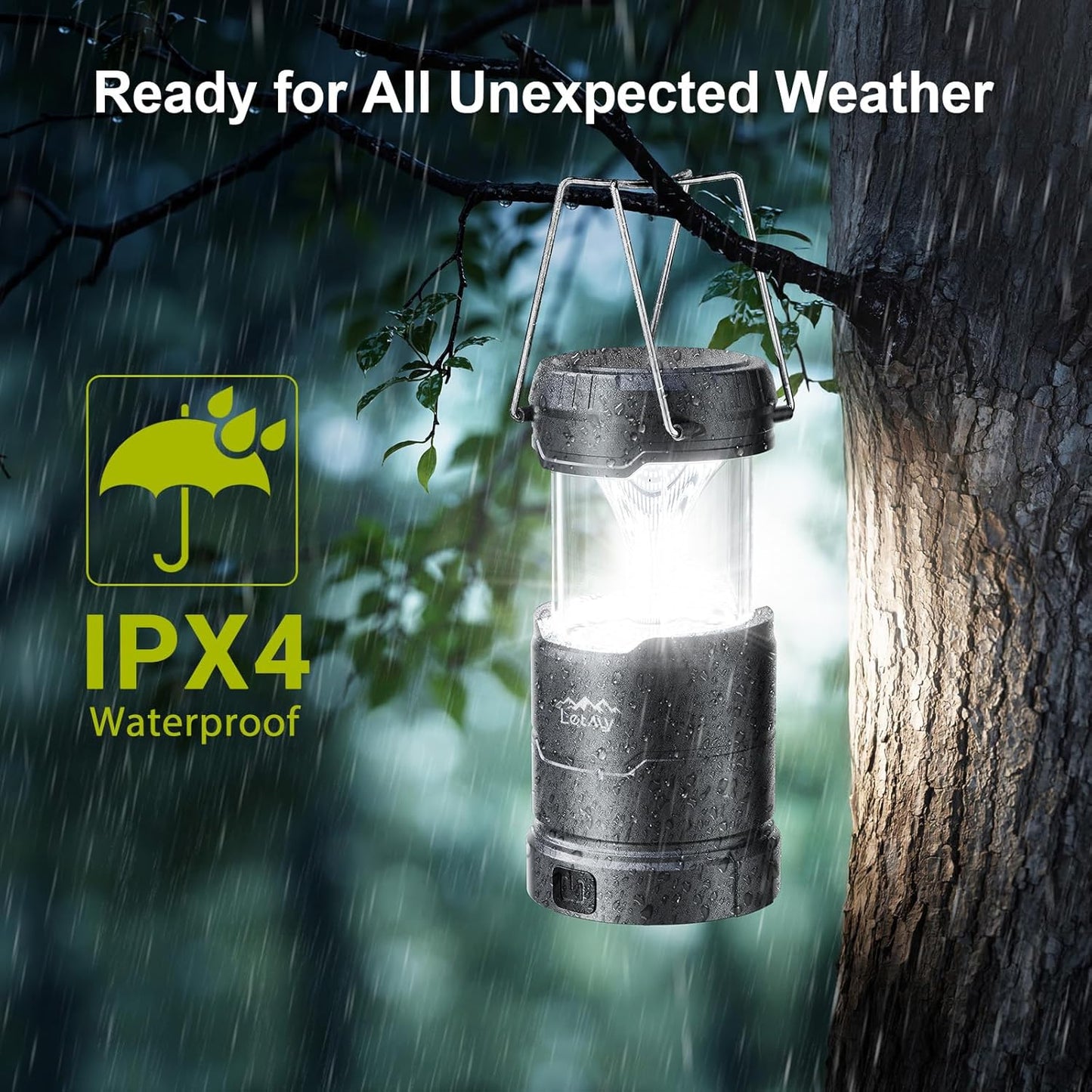 LETMY LED Camping Lantern for Power Outages, 3 Color Modes & Dimmable Battery Powered Lantern, IPX4 Waterproof & Collapsible, Lanterns Flashlight Survival Kits for Emergency Hurricane Hiking, 2 Pack