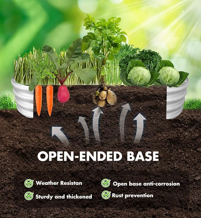 Raised Garden Bed, Outdoor Galvanized Planter Boxes, Galvanized Garden Beds Outdoor with Metal Plant Stakes, Large Raised Garden Stock Tank, Garden Beds for Vegetables Planter 4×2×1ft