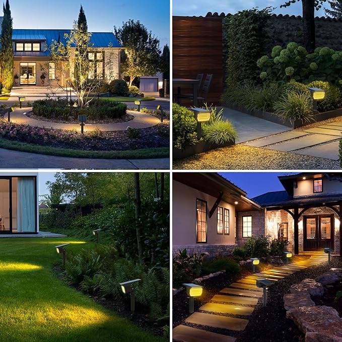 Outdoor Motion Sensor Spot Lights with 3 Modes, 4 Pack/56 LED 2-in-1 Auto On/Off Solar Landscape Lighting for Outside Yard, Wall, Garden, Pathway, Warm White