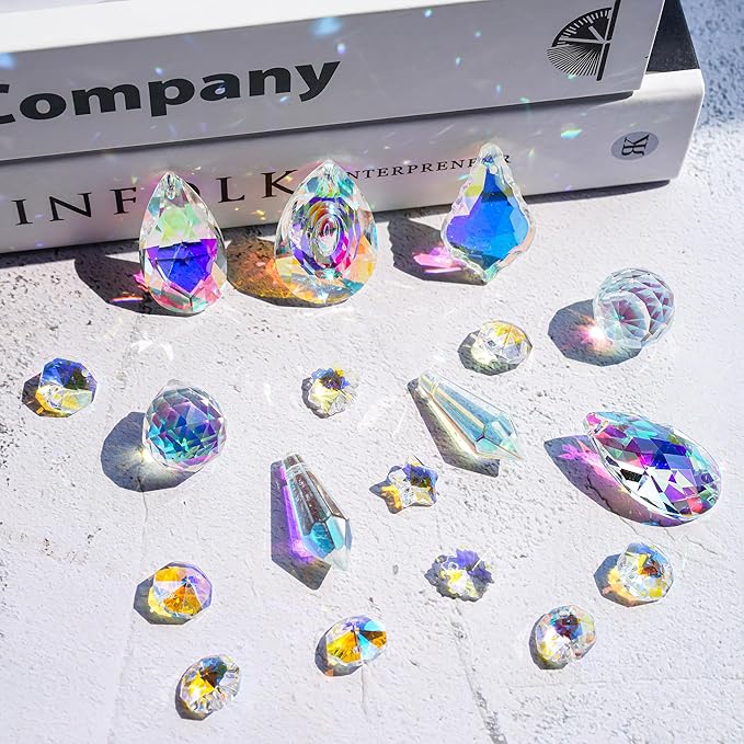 H&D HYALINE & DORA DIY Crystal Suncatcher Assembly Craft Kits for Adults 215pcs Rainbow Prisms Beads Pendant Crystal Window Sun Catchers Hanging Ornament Indoor Outdoor Decor, Silver