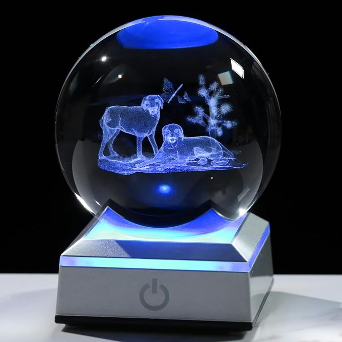 3D Crystal Ball Labrador Retriever Gifts for Women Men - Labrador Retriever Statue Paperweight Birthday Christian Gifts for Best Friend Daughter Keepsake Paperweight -Dog Figurines Statues Home Decor