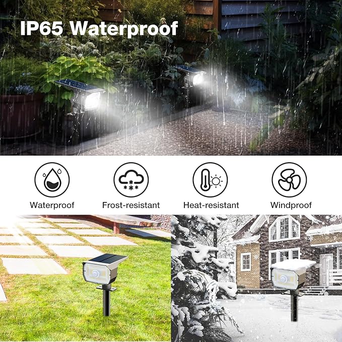 nipify 10 Pack Solar Lights Outdoor Waterproof, 3 Modes Motion Sensor Spot Lights,Solar Powered Spotlights 2-in-1 Auto On/Off Landscape Lighting for Outside Yard Wall Garden, Cool White