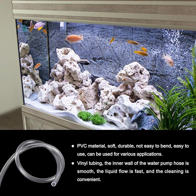 3/8" x 1/2" Clear Plastic PVC Tubing 5ft Flexible Vinyl Tube, [for Garden Irrigation, Water Hose, Fish Tank, Aquarium] - 9.5x12.7mm