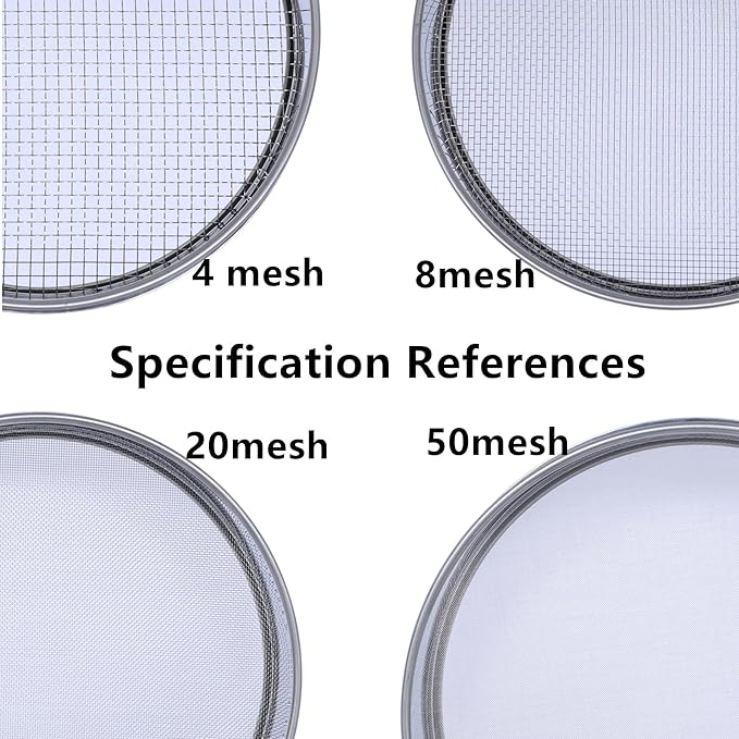 Soil Sifter for Garen -10 inches Soil Sieves for Rocks Compost-Stainless Steel Mesh Sifting Pan (1/4 inch mesh)
