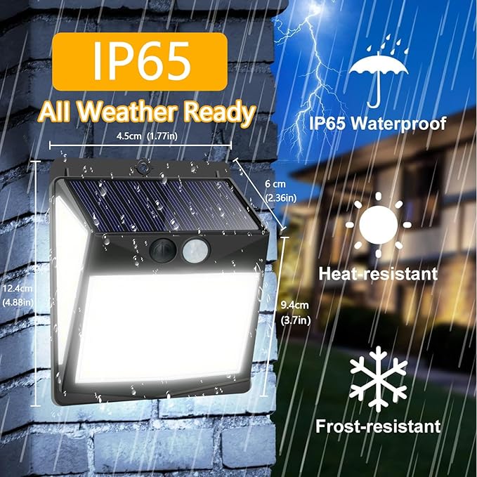 Solar Lights Outdoor 238 LED, 270° Wide Angle Motion Sensor Lights with 3 Modes, IP65 Waterproof Solar Powered Wall Lights for Yard Garden, Patio, Driveway(2 Pack)